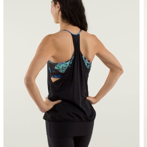 lululemon athletica Tops - Lululemon No Limits Tank Black / Petal Pop Multi size 4